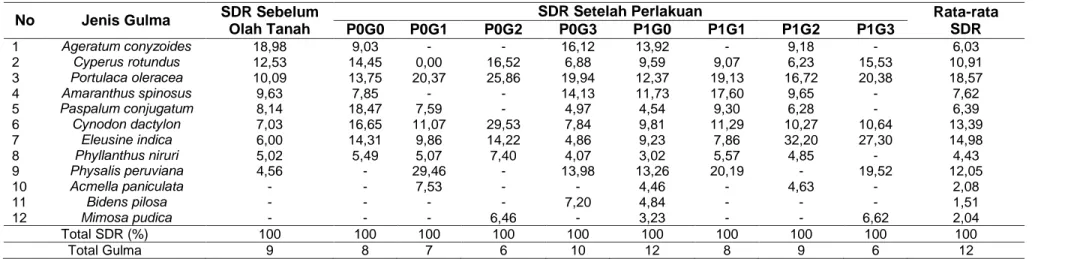 Tabel 2. Nilai SDR Pada Pengamatan Umur 40 HST 