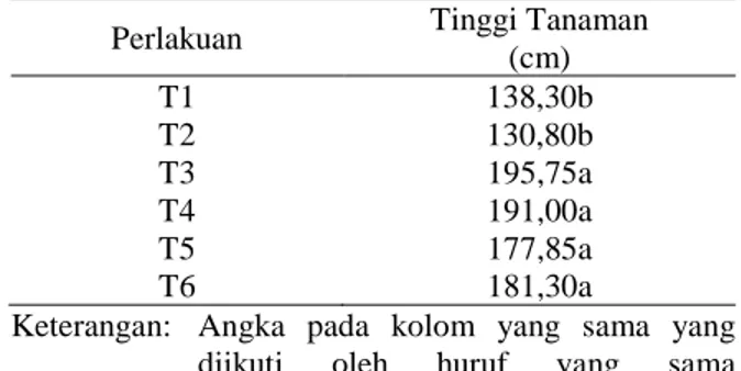 Tabel 3.  Pengaruh aplikasi pupuk organik dan  anorganik terhadap tinggi tanaman jagung  P27 pada saat panen di KP Tamanbogo,  Lampung Timur, 2013 