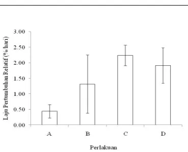 Gambar 2 Rata-Rata Pertambahan Bobot Belut Sa-wah (M. albus) per Minggu selama Penelitian
