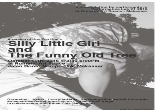 Gambar 6. Pamphlet pementasan silly little girl and the funny old tree  (Dokumentasi: sofyan