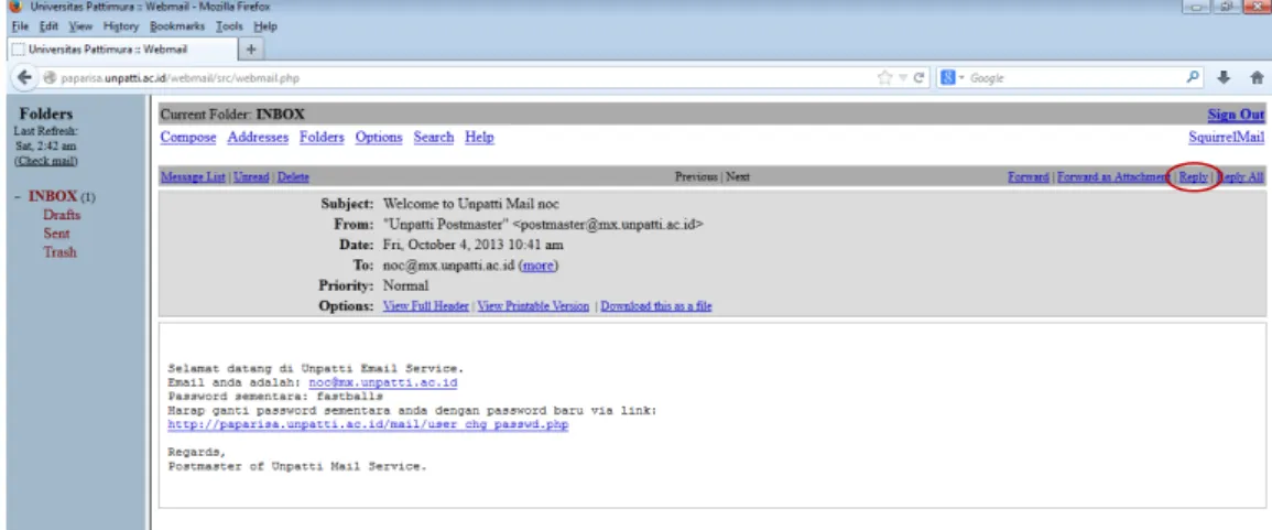 Gambar 9. Membalas Email (Reply) 