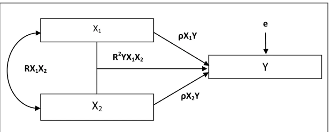 Gambar 1. Hubungan struktur X 1  dan X 2  terhadap Y 