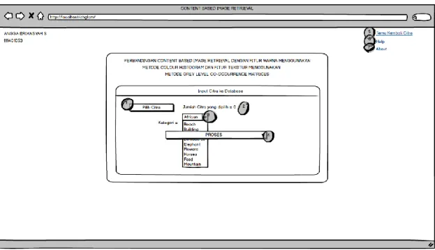 Gambar 3.11 Rancangan Halaman Input Citra ke Database 