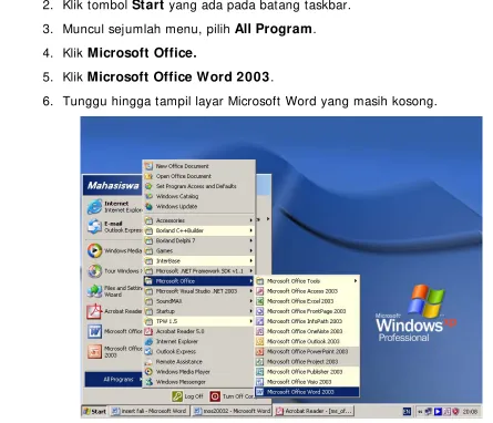 Gambar 1. Cara menjalankan Microsoft Word 