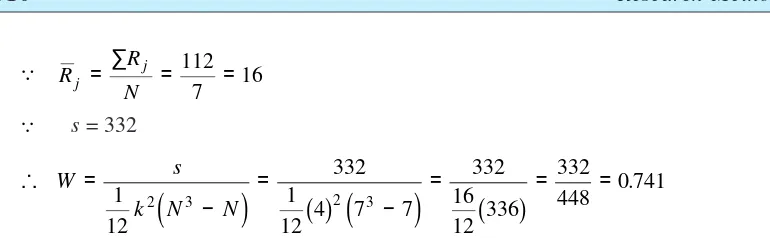 Table value of  is 142.52 and this is considerably higher than the table value. This does not support the null hypothesisof independence and as such we can infer that χ2 at 5% level for N – 1 = 20 – 1 = 19 d.f