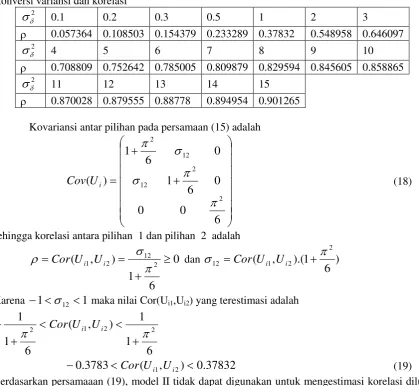 Tabel 1. Konversi variansi dan korelasi 