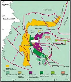 Gambar 2.4. Peta tektonik dan struktur Sulawesi   (Kaharuddin, 2011) 
