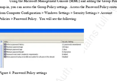 Figure 4: Password Policy settings 