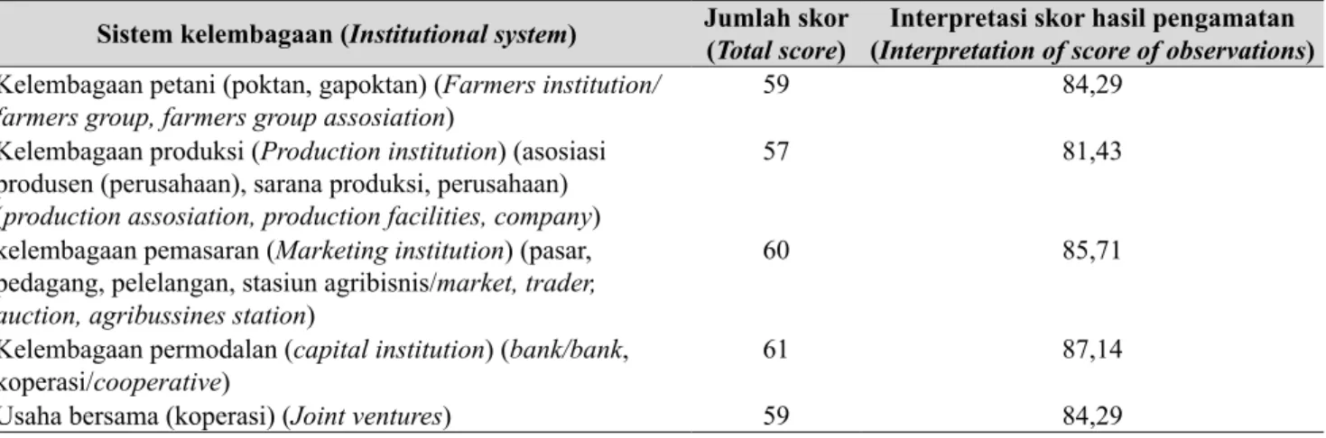 Tabel  11.  Sistem kelembagaan (Institutional system)