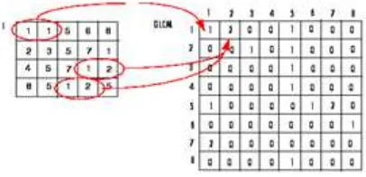 Gambar 2. Matriks co-occurence ukuran 8x8