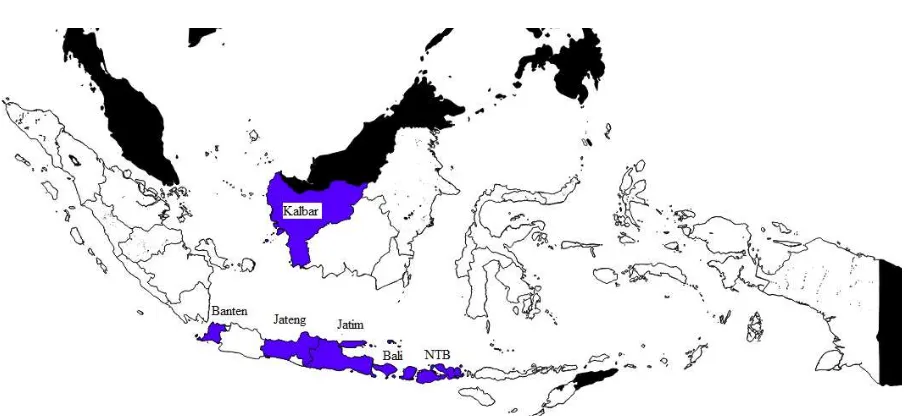 Gambar 1. Peta Provinsi yang Melaporkan KLB    Chikungunya Tahun 2011 