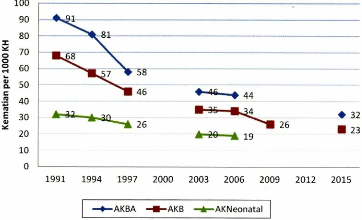 Gambar 1. Angka kematian bayi dan balita, SDKI 1991-2007 