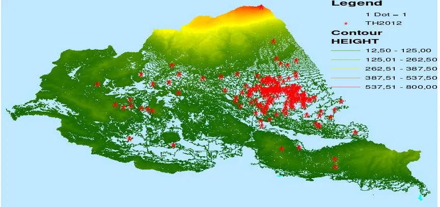 Figure 7. Distribution pattern of DHF cases based on land use in Banyumas during 2012  