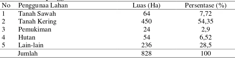 Tabel 4.1 Pola penggunaan Lahan di Desa Siboras 