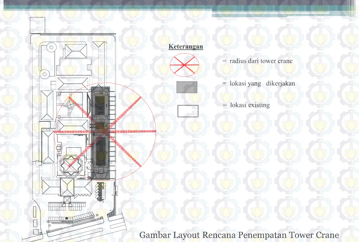 Gambar Layout Rencana Penempatan Tower Crane