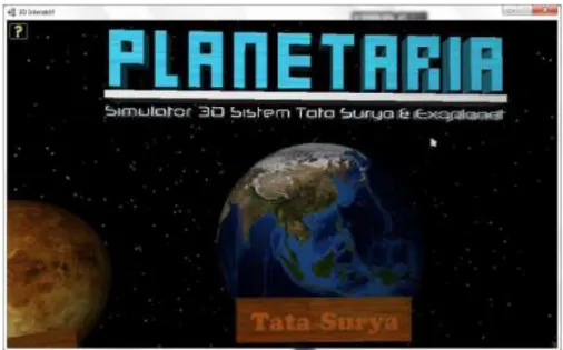 Gambar 3. Tampilan Menu Utama Media Pembelajaran Pengenalan Tata Surya Dan Exoplanet 