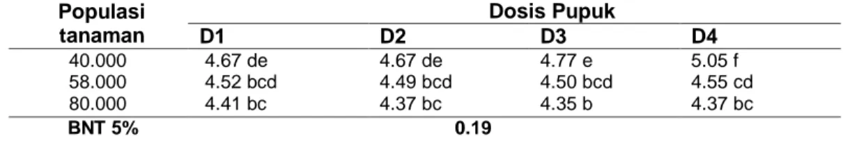 Tabel 8  Rata rata Diameter Tongkol Terhadap Perlakuan Populasi Tanaman dan Dosis Pupuk  pada Umur Pengamatan Panen 