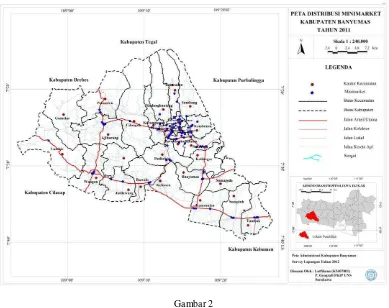Gambar 2 Peta Distribusi Minimarket di Kabupaten Banyumas Tahun 2011 