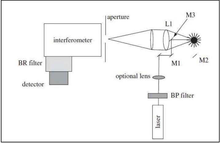 Gambar 2.2 Instrumentasi Spektroskopi Raman (Smith and Dent, 2005) 