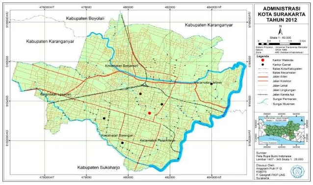 Gambar 1. Peta Administrasi Kota Surakarta 