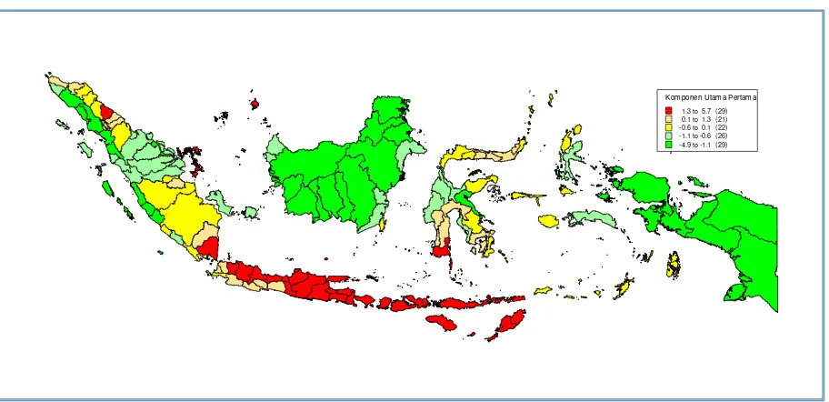 Gambar 4. Posisi wilayah sungai menurut pulau pada Komponen Utama 1 dan 2 