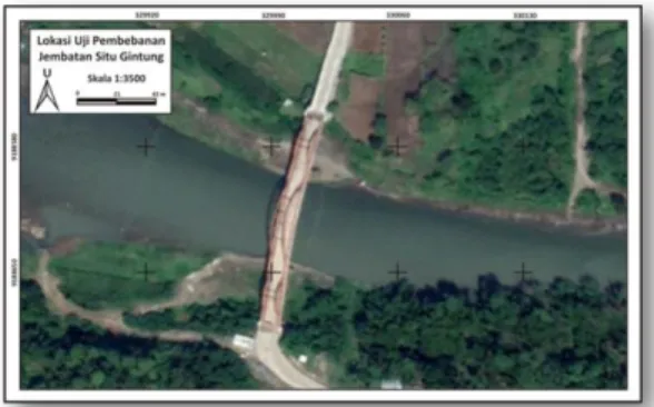 Gambar  2.  Desain  jaring  kontrol  dan  titik  pengamatan. (Google Earth, 2020)  Pada  Gambar  2