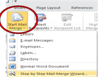Gambar Menu Mailing 2. Pilih step by step mail merge wizard