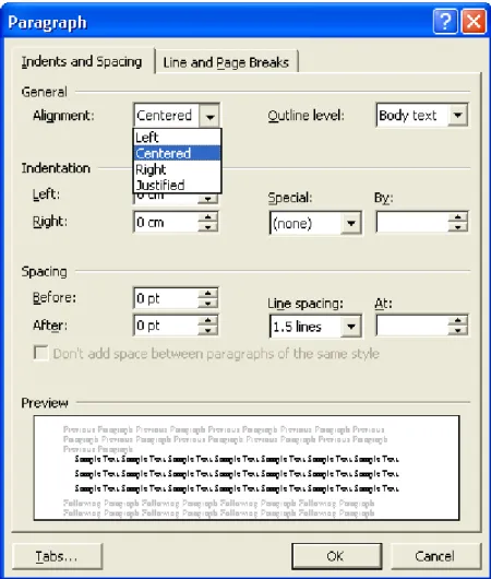 Gambar 2. Kotak dialog Paragraf. 