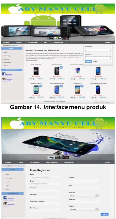 Gambar 14. Interface menu produk 