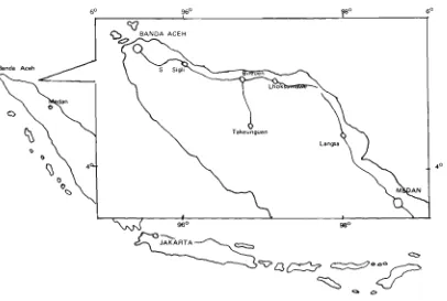 Fig. Map of Aceh province showing the locality of the study area. 