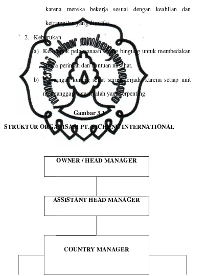 Gambar 3.1 STRUKTUR ORGANISASI PT. YICHENG INTERNATIONAL 