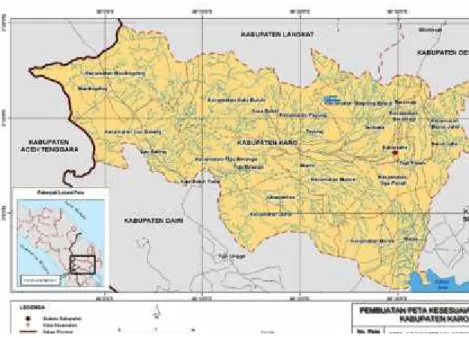 Gambar 1. Peta  Administrasi  Kabupaten  Karo, Provinsi Sumatera Utara