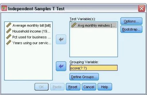 Figure 114 Independent-Samples T Test dialog box 
