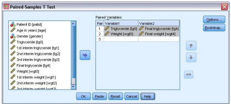 Figure 106 Paired-Samples T Test dialog box 