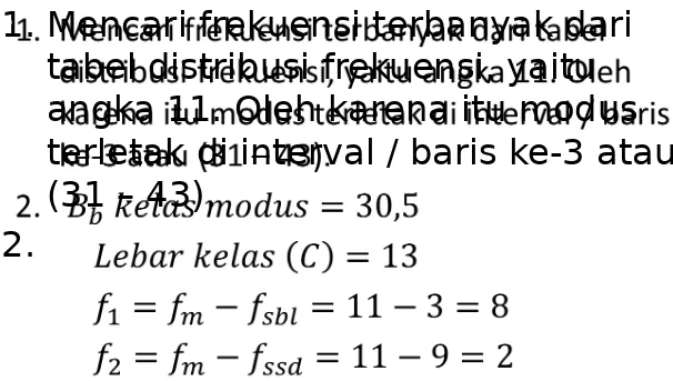 tabel distribusi frekuensi, yaitu 