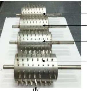 Gambar 2. (a) Silinder Parut dengan Geometri Gigi Berbeda dan (b) Silinder Parut Terpasang Siap Uji 