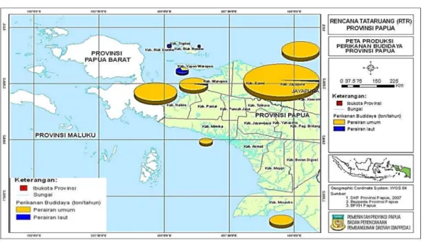 Gambar 2.2 Peta Produksi Perikanan Budidaya Propinsi Papua 