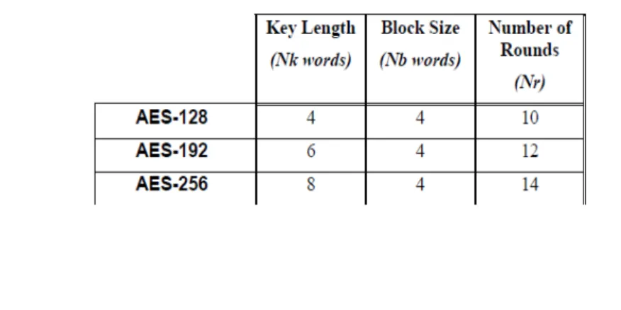 Tabel 1 Kombinasi kunci, block, dan round.[6] 