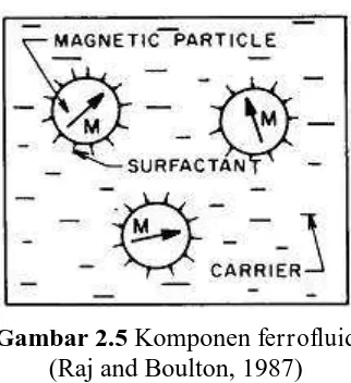 Gambar 2.5 Komponen ferrofluid (Raj and Boulton, 1987) 