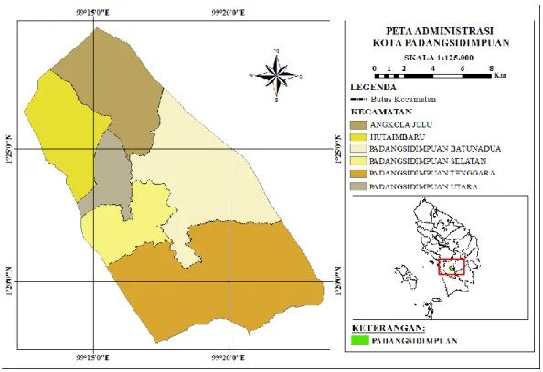 Gambar 1. Peta Administrasi Kota Padangsidimpuan.  