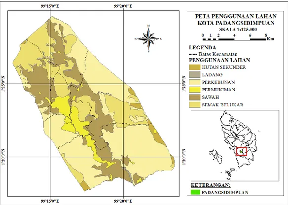 Gambar 5. Peta Penggunaan Lahan Kota Padangsidimpuan  Sumber: BAPPEDA Provinsi Sumatera Utara