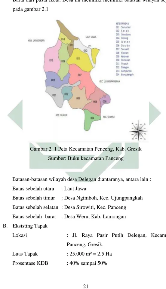 Gambar 2. 1 Peta Kecamatan Penceng, Kab. Gresik  Sumber: Buku kecamatan Panceng 