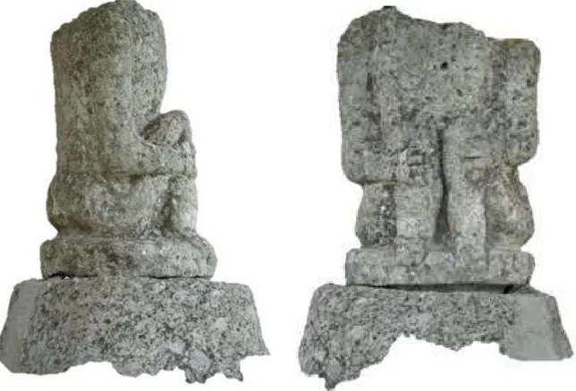 Gambar 3. Patung batu yang ditemukan di atas penutup tempayan batu I  (Dok. Balai Arkeologi Sumatera Utara, 2018) 
