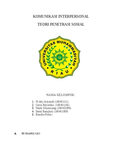 Teori Penetrasi Sosial Dan Sketsa