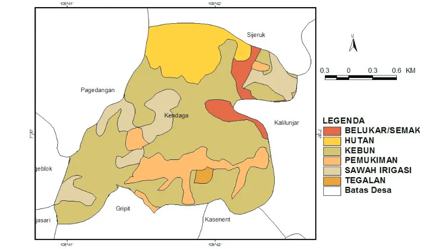 Gambar 1. Peta Tata Guna Lahan dan Batas Desa Kendaga Kecamatan Banjarmangu Kabupaten Banjarnegara