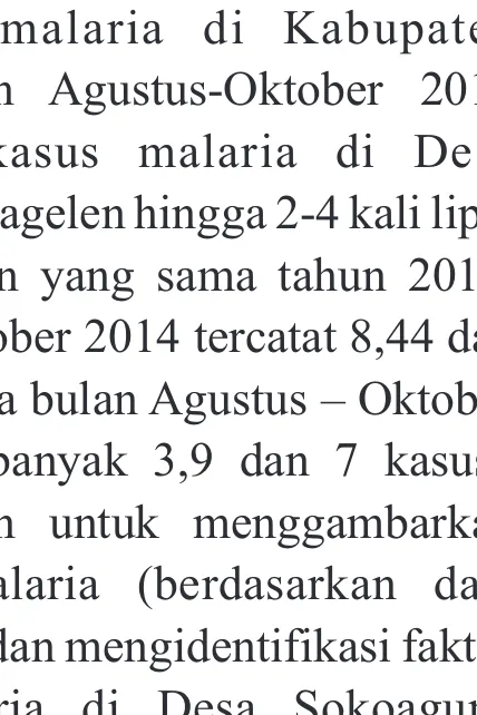 Gambar 1. Kasus Malaria di Kecamatan Bagelen Kabupaten Purworejo Tahun 2014   