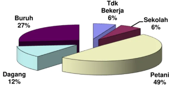 Gambar  2.  Persentase  Jenis  Pekerjaan  Res- Res-ponden Penderita Malaria di Desa  Panusupan  Kabupaten   Purba-lingga Tahun 2010 