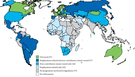 Figure 2.4  Child/family allowances: Distribution of programmes anchored in legislation, by type of programme, 2011–13