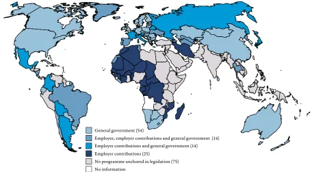 Figure 2.5  Child/family allowances: Existence of programme anchored in legislation  and main group(s) covered, by region, 2011–13 (percentage of countries) 
