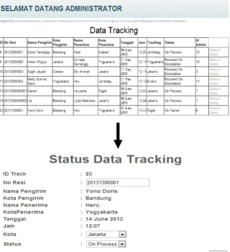 Gambar 16 Halaman Tracking Admin